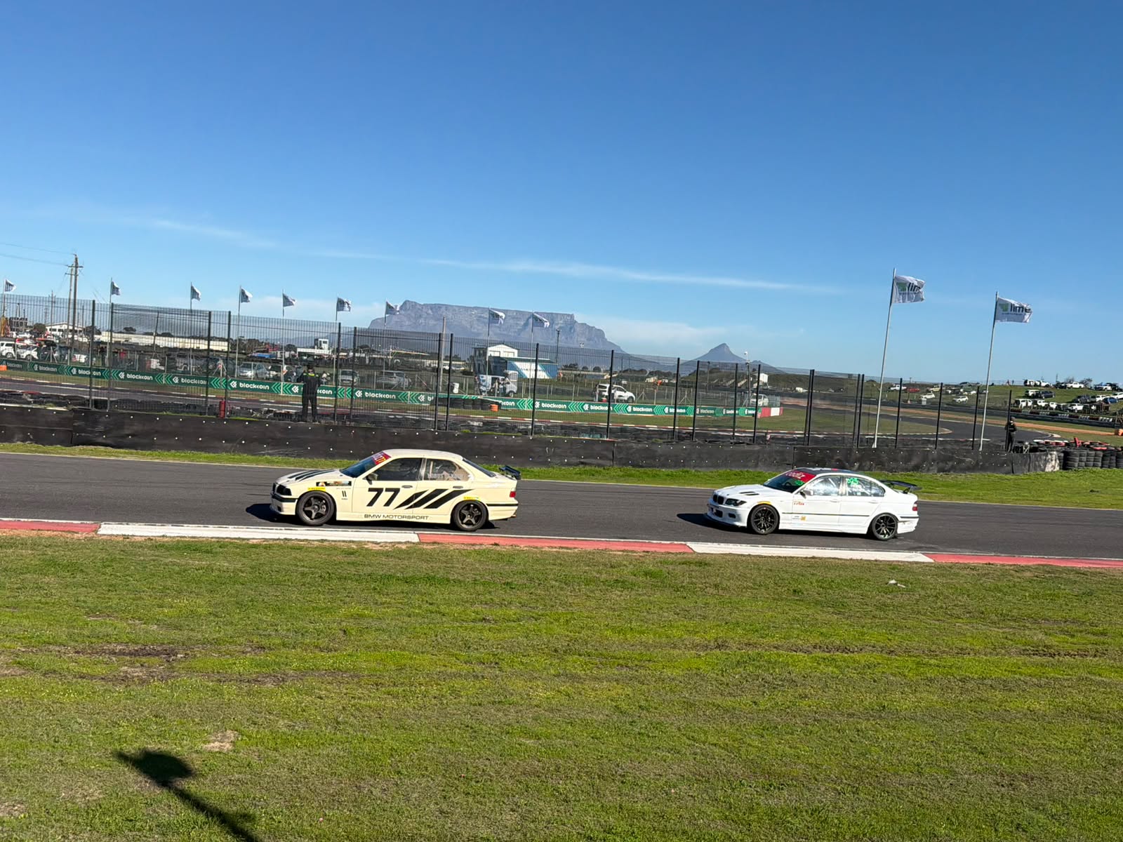 77 · Kobus de Kock · BMW E36 328i alongside another BMW